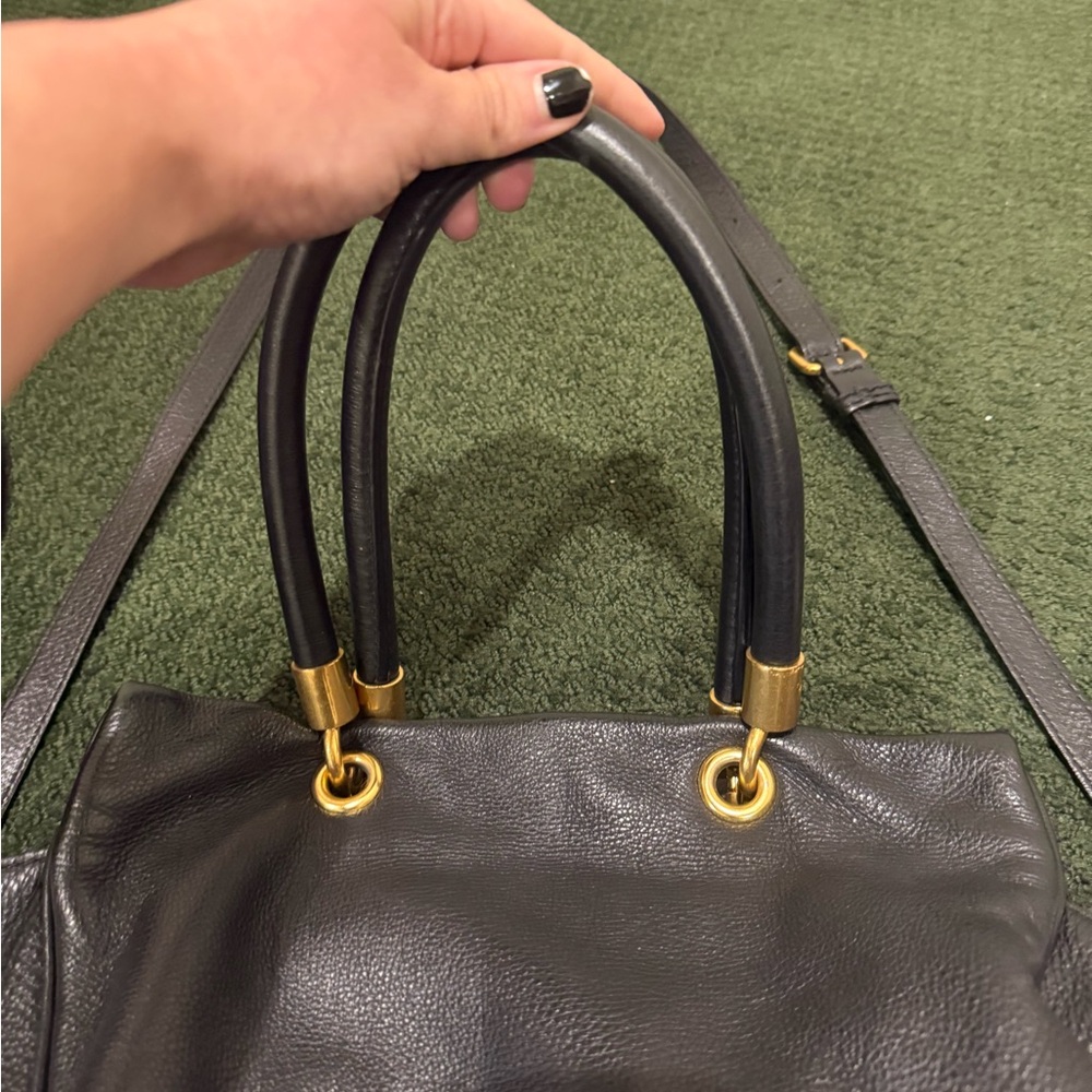 Marc Jacobs Pebbled Leather Double Handles Zipper Satchel Shoulder crossbody - Picture 7 of 17